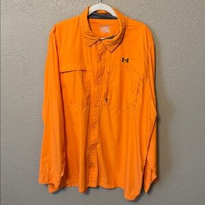 Under Armour Men's Orange Fish Hunter Solid Long-Sleeve Shirt Size 3XL